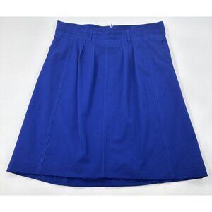 Vintage Paul Stanley Wool Skirt Womens 16 Blue Pleated Pockets Lined Knee Career